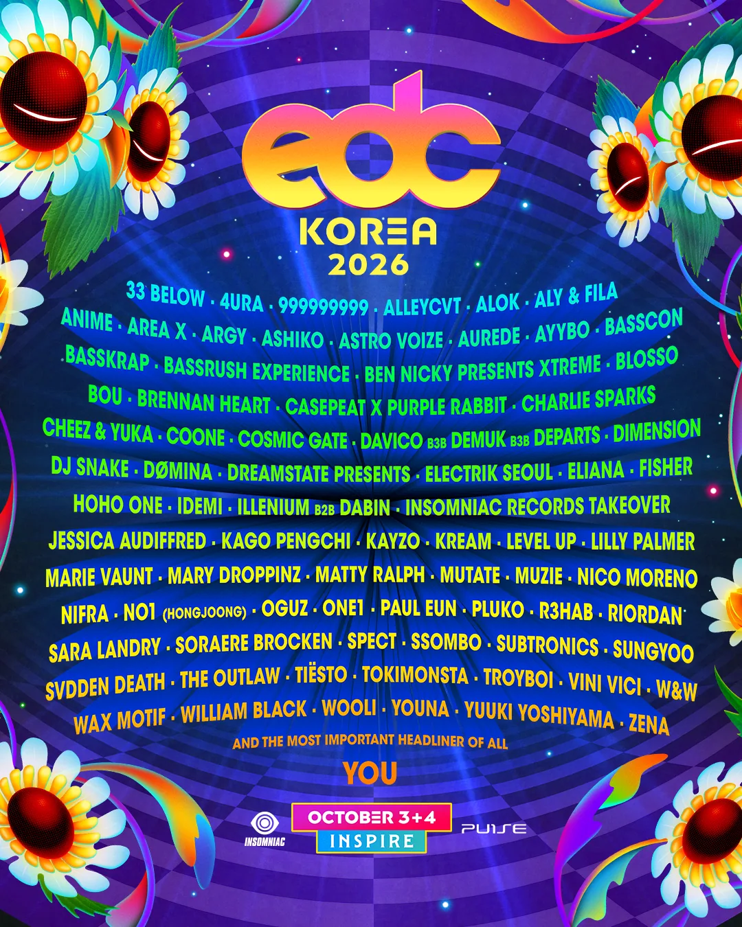 EDC Korea 2026 공식 전체 라인업 포스터