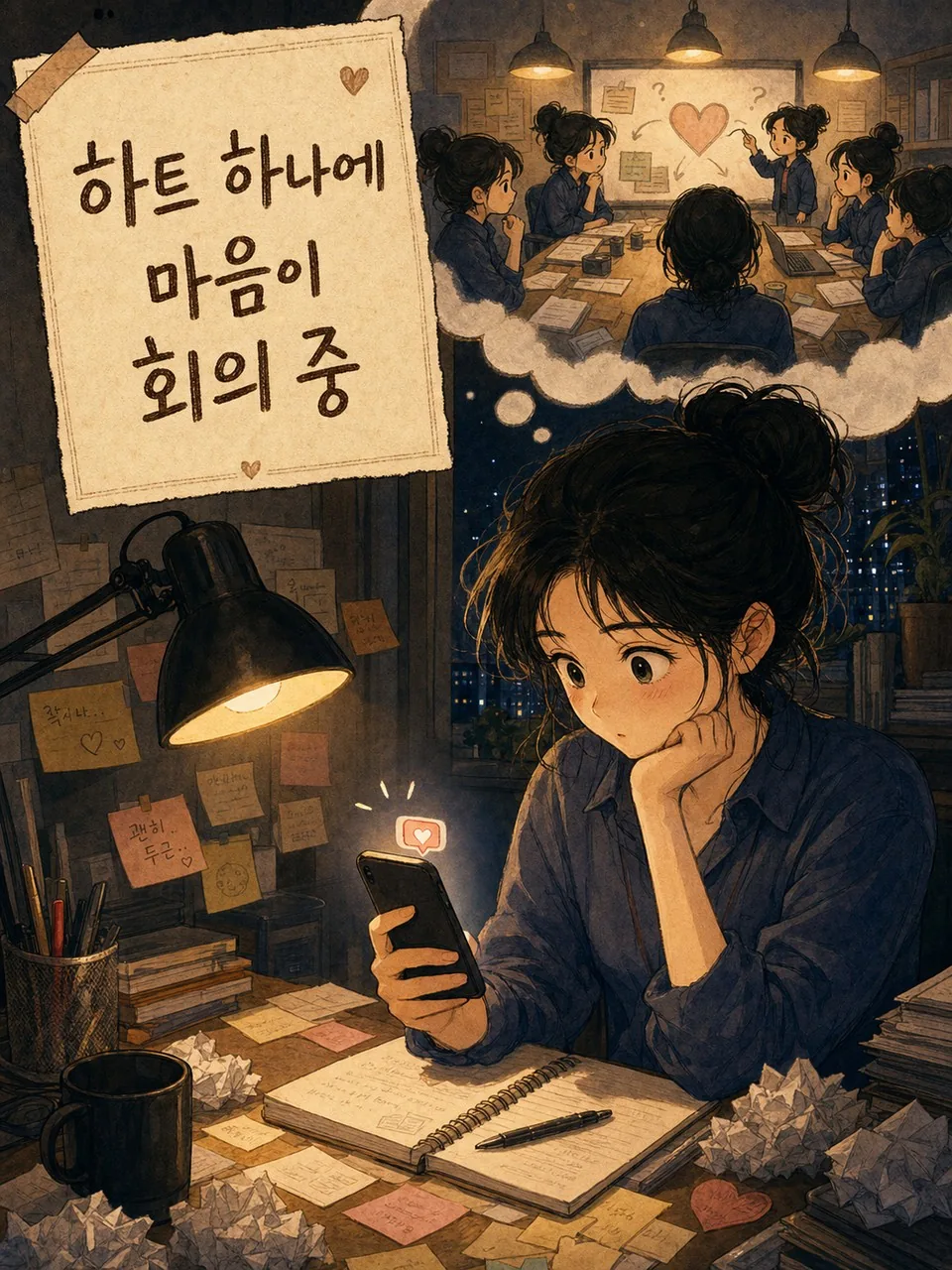 하트 하나에 마음이 회의 중인 마음컷 확대해석편 표지