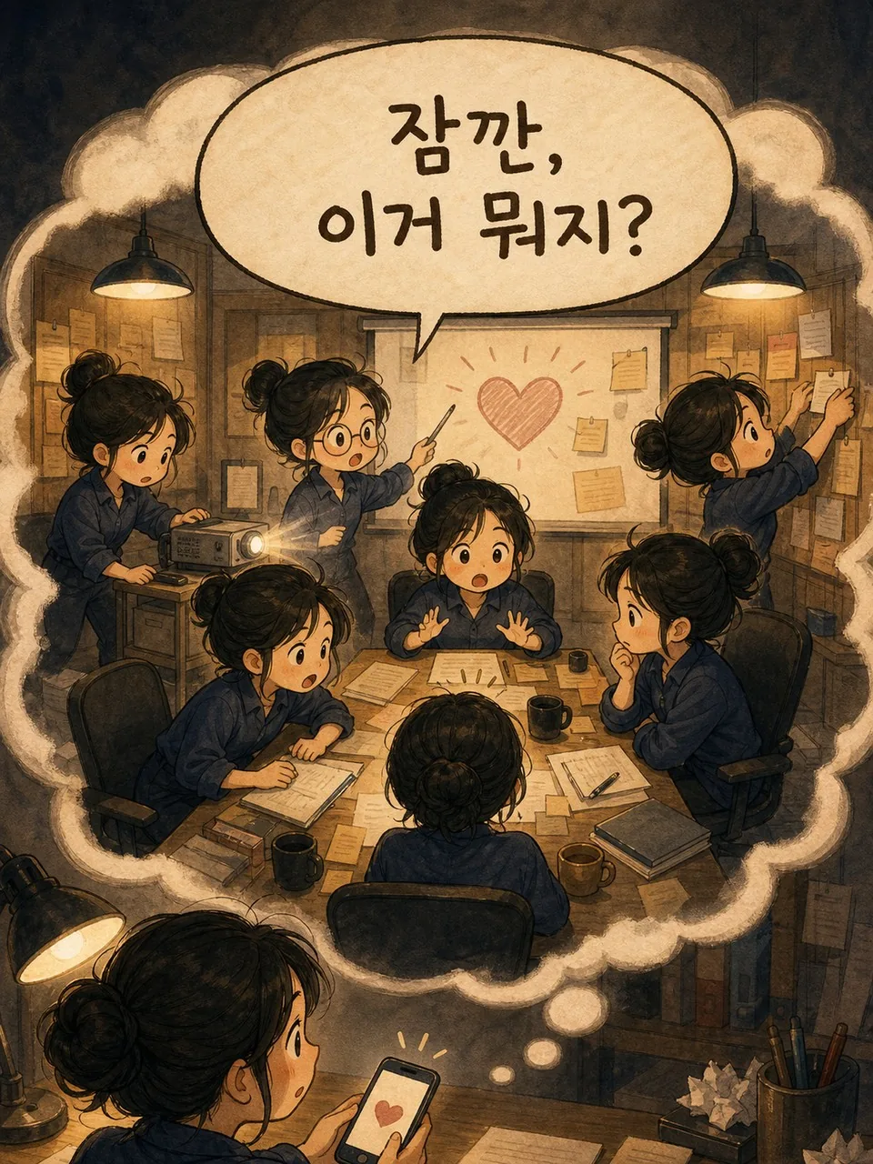 마음속 긴급회의가 열리는 장면