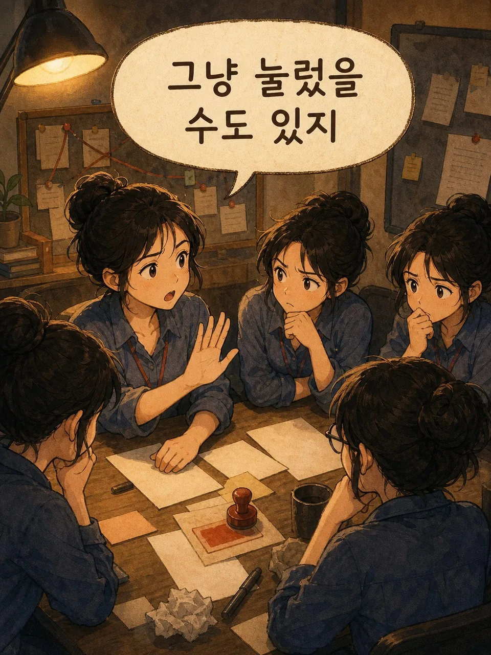 그냥 눌렀을 수도 있다고 반박하는 장면