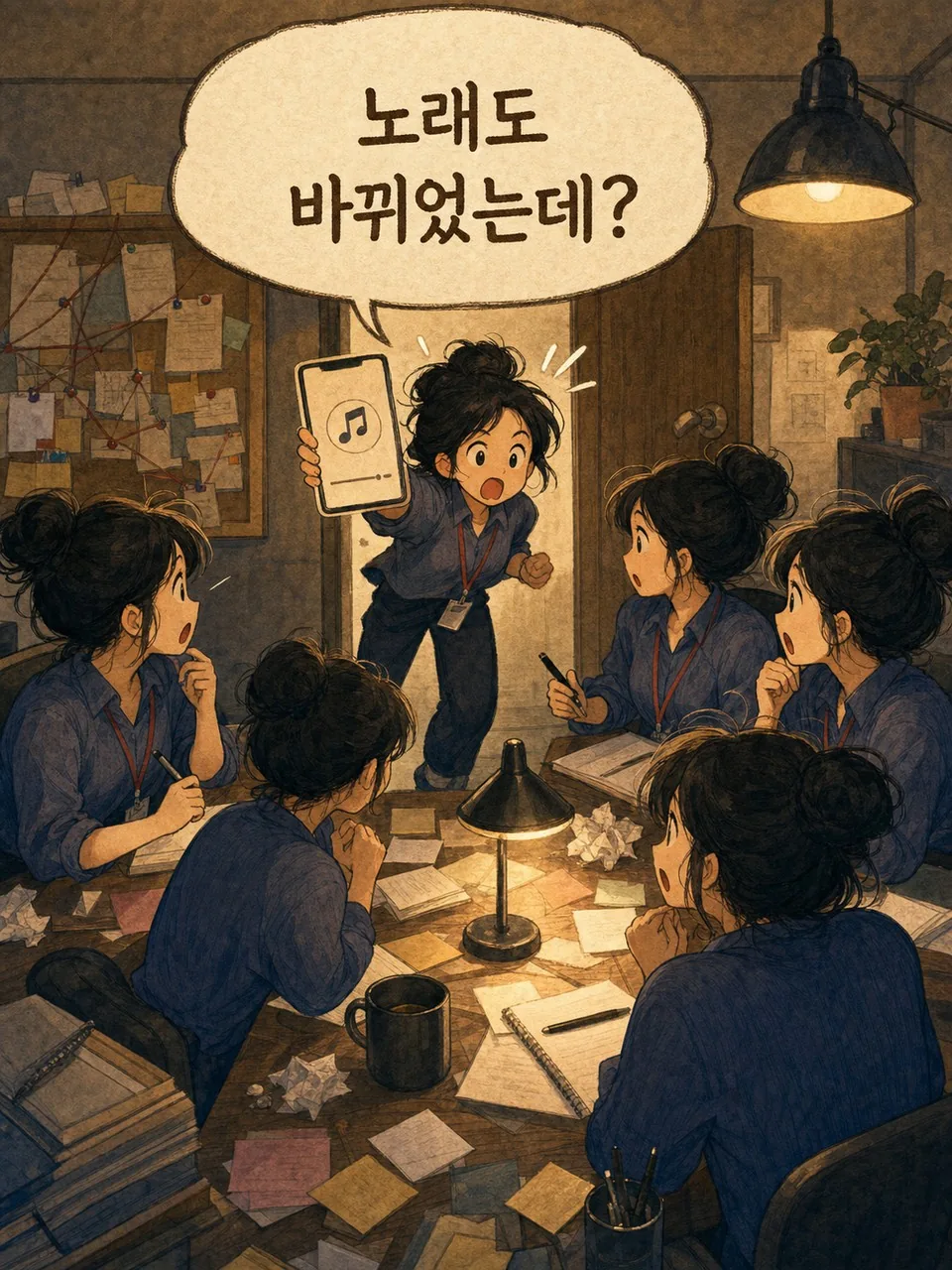 프로필뮤직 변경을 새 증거로 가져오는 장면