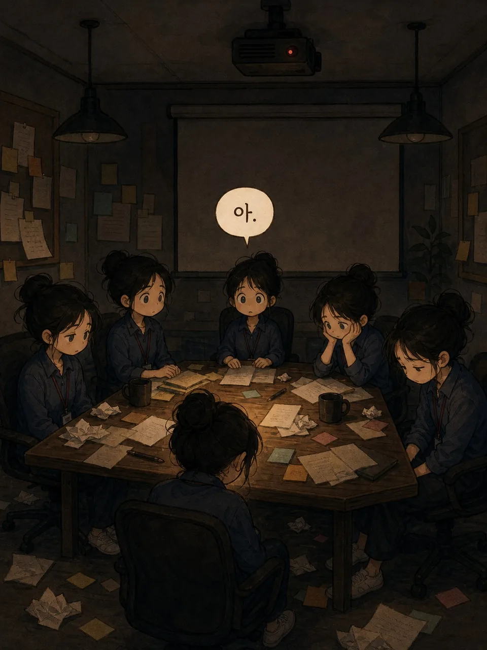 마음속 회의실이 정전된 장면