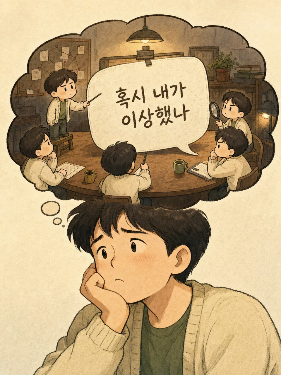 혹시 내가 이상했나 하고 마음속 회의를 여는 장면