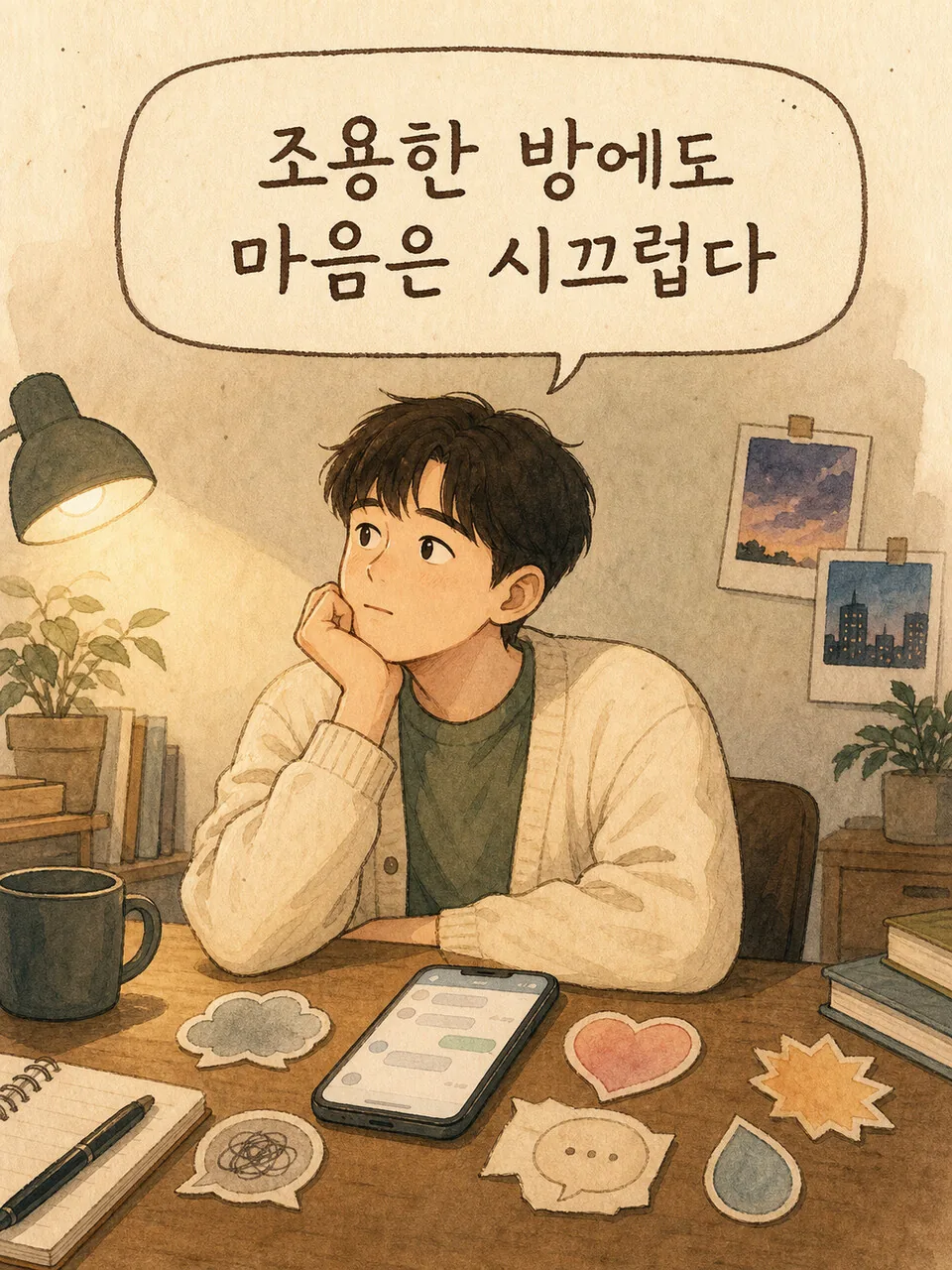 조용한 방에도 마음은 시끄럽다는 엔딩 장면