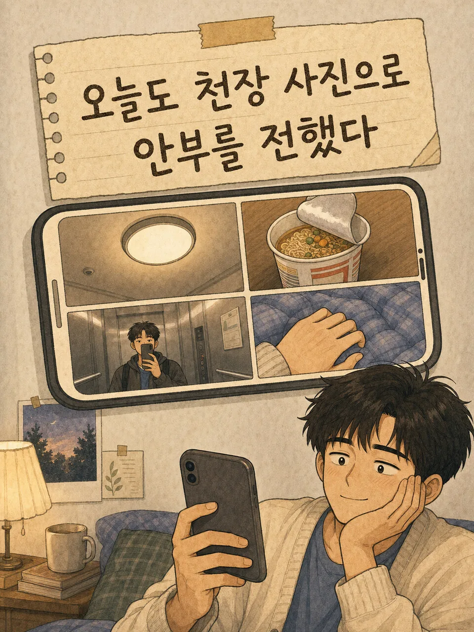 오늘도 천장 사진으로 안부를 전했다는 마음컷 생존신고편 표지