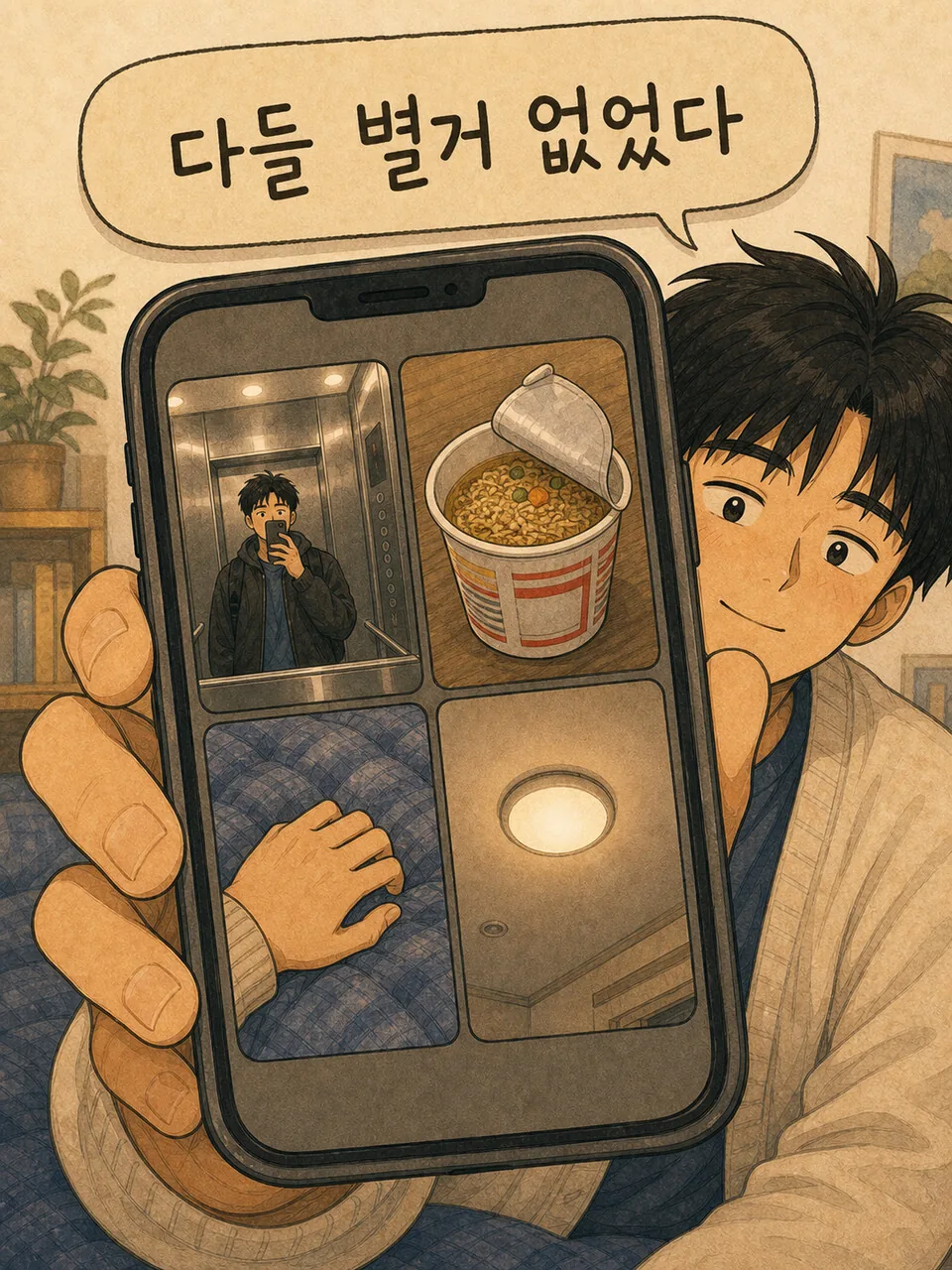 친구들의 2초 영상도 다들 별거 없었다는 장면