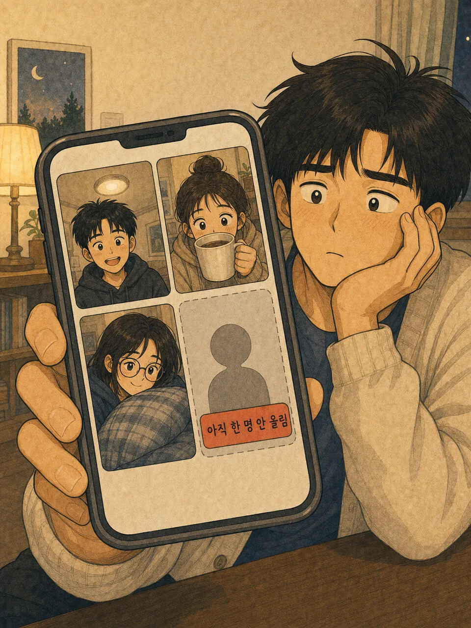아직 한 명 안 올림 상태를 확인하는 장면