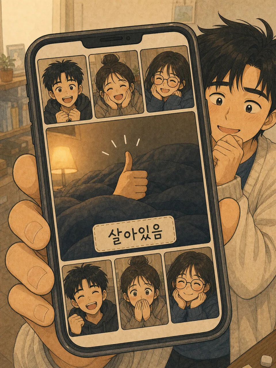 늦게 올라온 영상으로 살아있음을 확인하는 장면