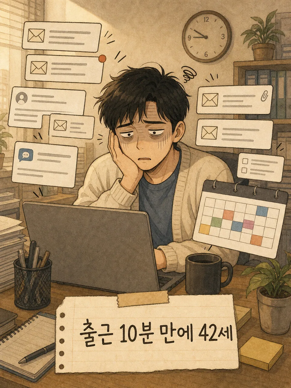 출근 10분 만에 42세가 되는 장면