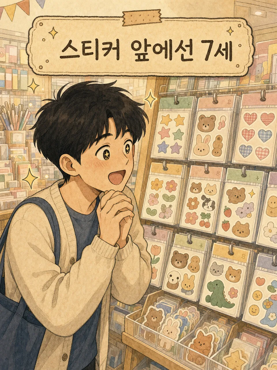 스티커 앞에선 7세가 되는 장면