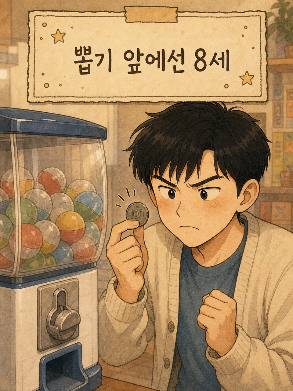 뽑기 앞에선 8세가 되는 장면
