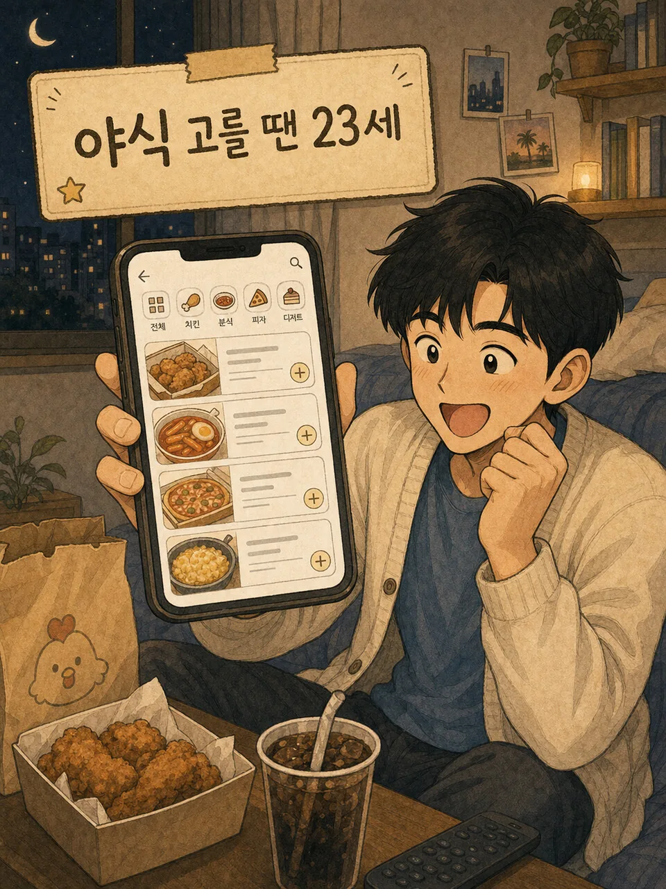 야식 고를 땐 23세가 되는 장면